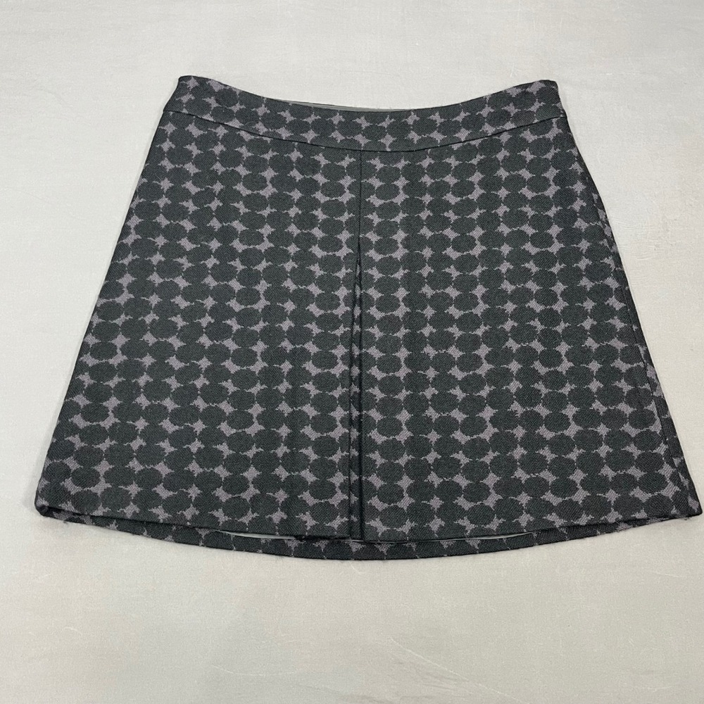 Boden Women Grey Black Wool Blend Geometric Textured‎ Knit A-Line Mini Skirt 16R